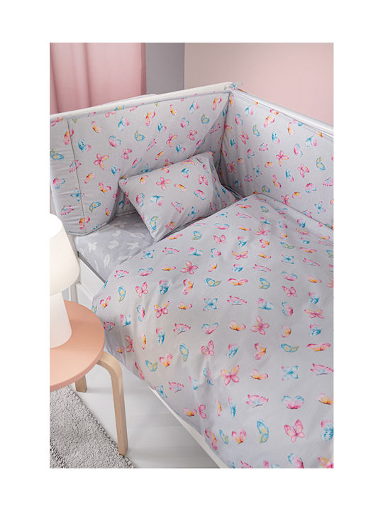 Guy Laroche Liliana Baby Sheets Set Crib Cotton Gray 115x170cm 3pcs
