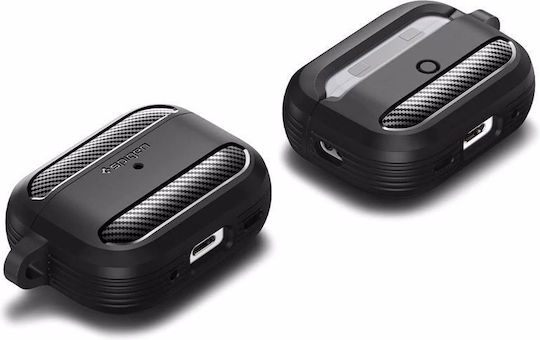 Spigen Rugged Armor Silicone Case with Keychain Black for Apple AirPods Pro