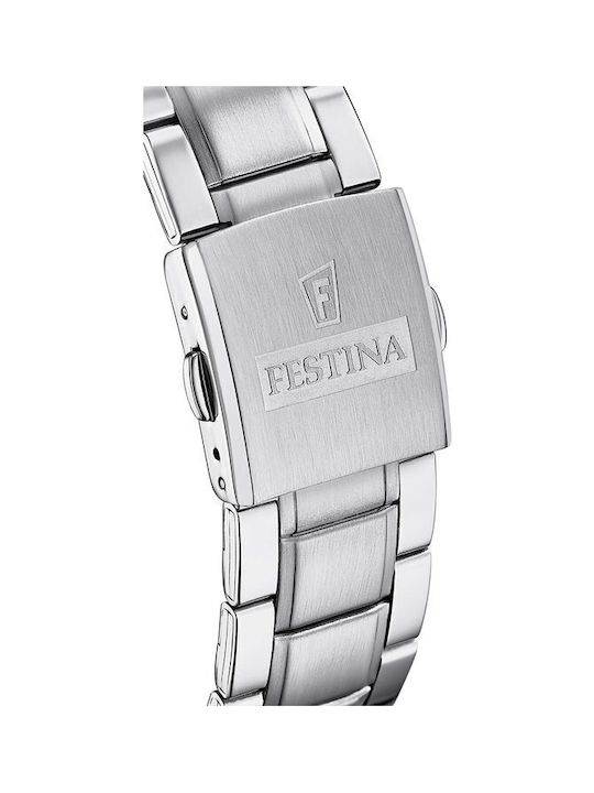 Festina Watch Chronograph Battery with Silver Metal Bracelet