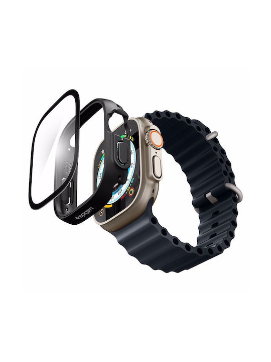 Spigen Thin Fit 360 Пластмасов Калъф със Стъкло в Черен цвят за Apple Watch Ultra 49мм