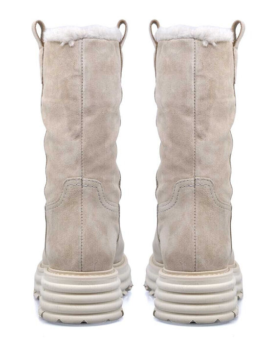 Suede Women's Ankle Boots Beige