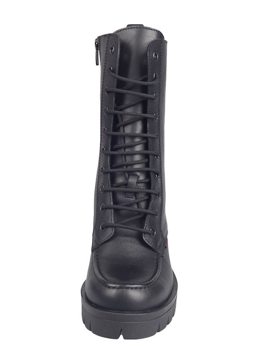 Leder Damen Knöchelstiefel Schwarz