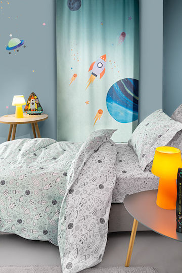 Guy Laroche Cosmic Set Kids Duvet Cover Single with Pillowcase Cotton Turquoise 165x225cm