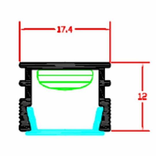 Polyfot S12 Extern Aluminiumprofil für LED-Streifen mit Transparent Abdeckung 100x1.7x1.2cm