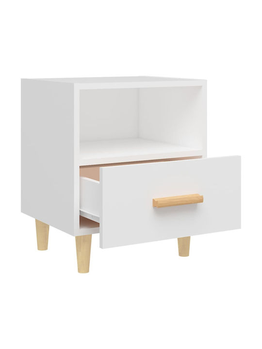 Wooden Bedside Table White 40x35x47cm