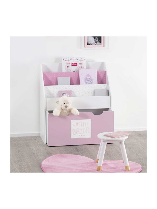 Kids Wooden Bookcase A-S Rose Pink 62.7x30x70cm