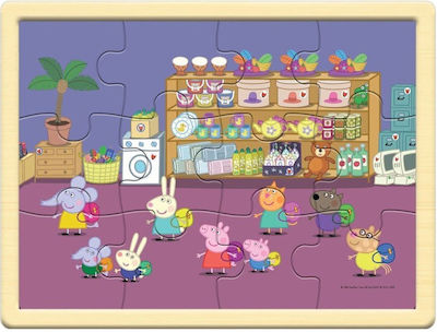 Ξύλινο Παιδικό Puzzle Peppa Pig 12pcs (Διάφορα Σχέδια) 1τμχ Giochi Preziosi