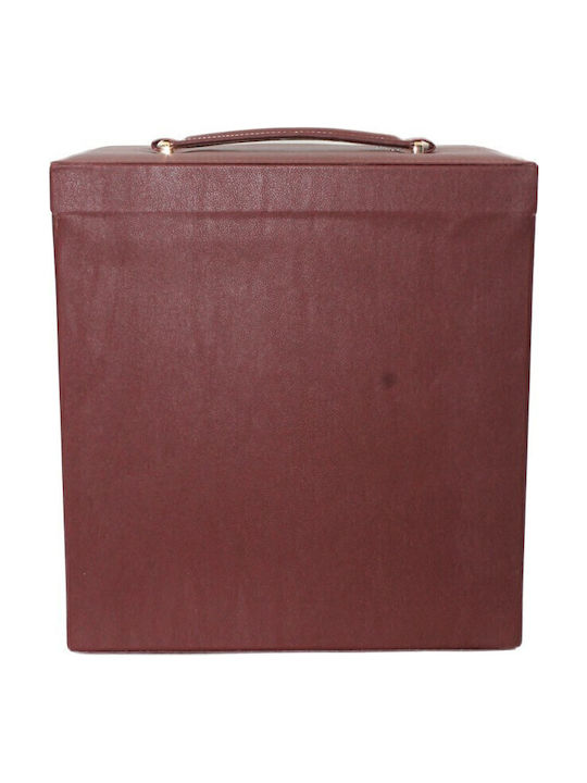 Wooden Jewellery Box with Drawer & Brown Mirror 30x17x31cm