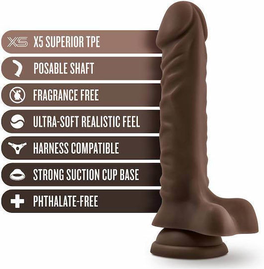 Dr. Skin Plus Posable Glass Dildo with Balls and Suction Cup Chocolate 23cm