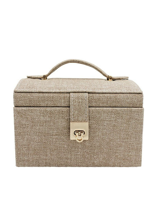 Κουτί Κοσμημάτων Βελούδινο Dark Beige 19.5x16x12cm
