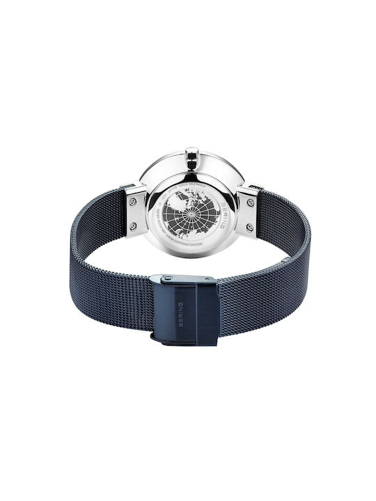 Bering Time Uhr Solar mit Blau Metallarmband