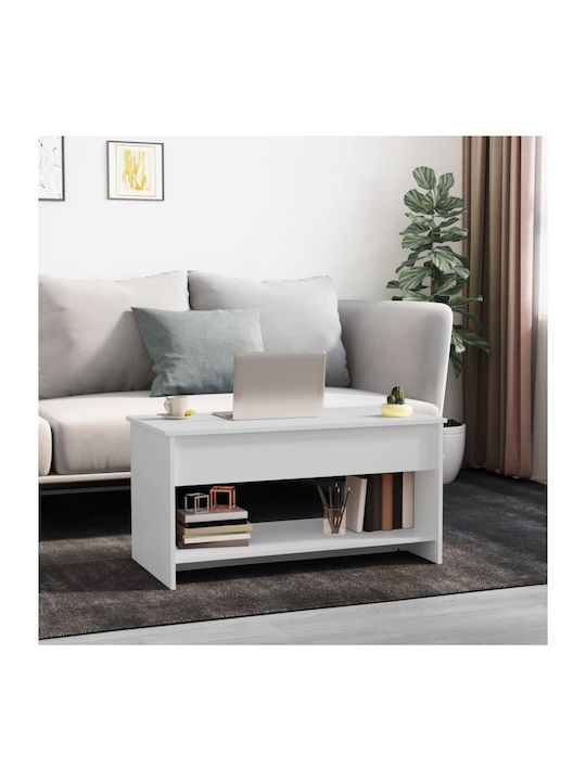 Rectangular Central Wooden Coffee Table with Lifting Mechanism White M102xW50xH52.5cm
