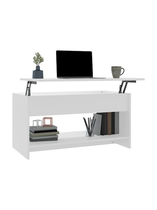 Rectangular Central Wooden Coffee Table with Lifting Mechanism White M102xW50xH52.5cm