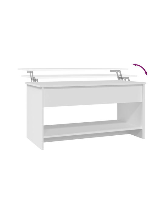 Rectangular Central Wooden Coffee Table with Lifting Mechanism White M102xW50xH52.5cm