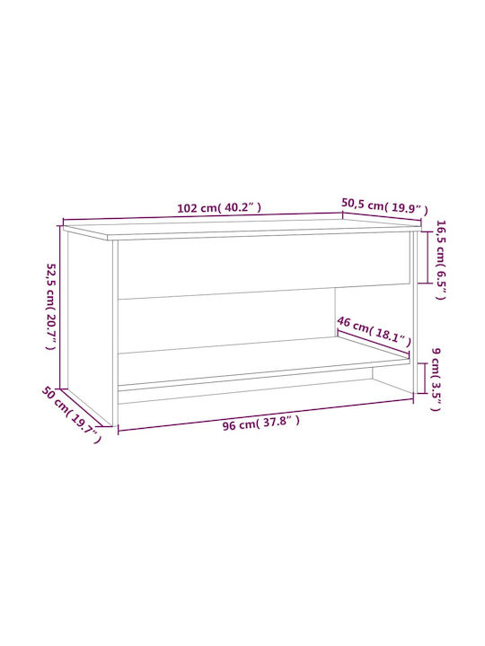 Rectangular Central Wooden Coffee Table with Lifting Mechanism White M102xW50xH52.5cm
