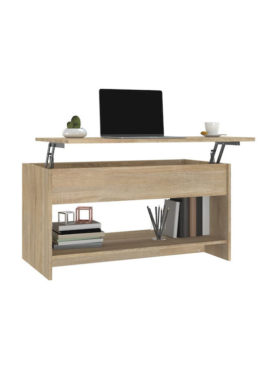 Rectangular Central Wooden Coffee Table with Lifting Mechanism Beige M102xW50xH52.5cm