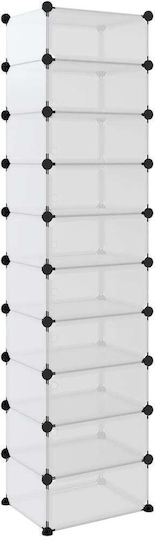 Kunststoff Schuhorganisatoren mit 10 Regalen Transparent M44xP32xH174cm