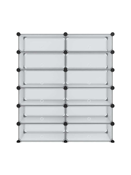 Plastic Shoe Organizer with 12 Shelves 94.5x36.5x106cm