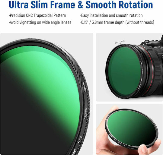 Neewer Slim Magnalium Frame HD Optical Φίλτρo CPL Διαμέτρου 58mm για Φωτογραφικούς Φακούς