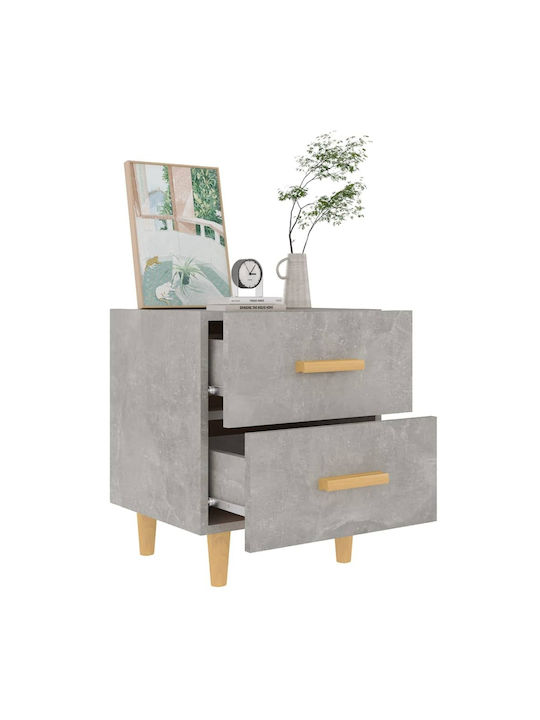 Wooden Bedside Table Γκρι Σκυροδέματος 40x35x47.5cm