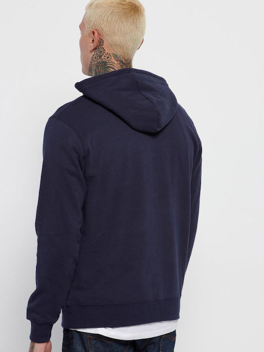 Funky Buddha Men's Sweatshirt with Hood and Pockets Navy Blue