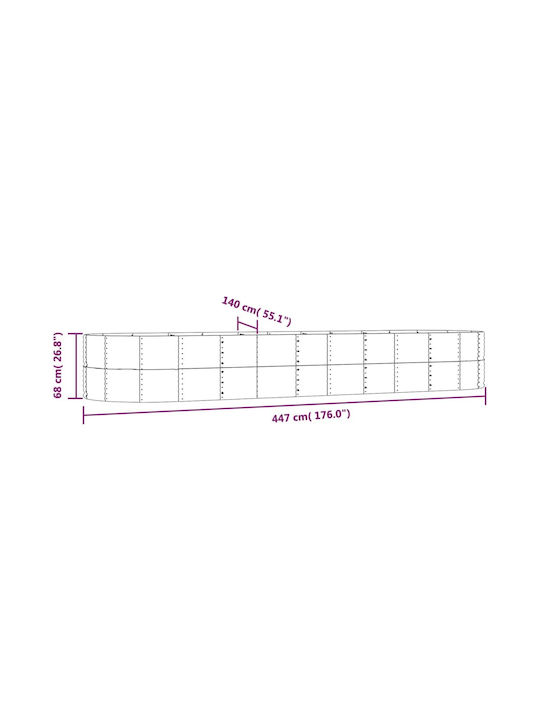 vidaXL Metallic Grey Planter Box 447x140x68cm
