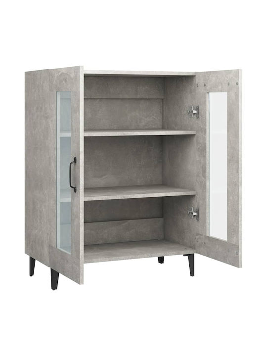 Living Room Display Cabinet Made of Particle Board with Grey Concrete Glass 69.5x34x90cm