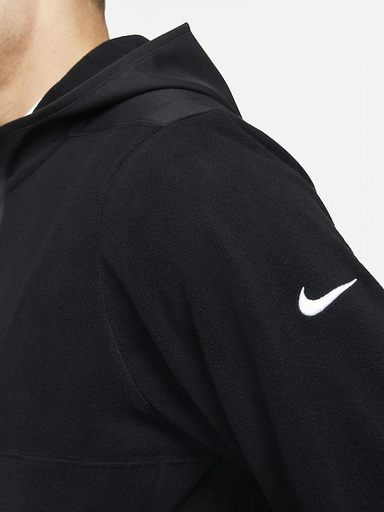 Thermafit Fleece Ανδρική Ζακέτα με Κουκούλα Μαύρη