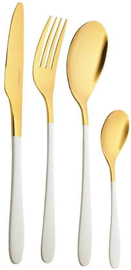 Bergner Lisboa Σετ Μαχαιροπίρουνα Χρυσό - Λευκό Ανοξείδωτα 16τμχ