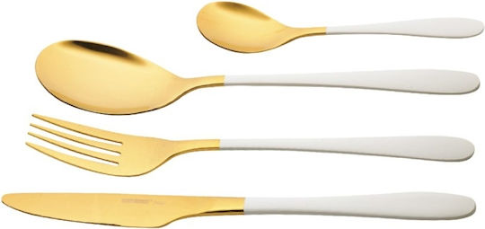 Bergner Lisboa Σετ Μαχαιροπίρουνα Χρυσό - Λευκό Ανοξείδωτα 16τμχ