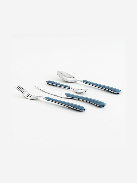 Amefa 24-Piece Stainless Steel 18/10 Blue Cutlery Set Eclat