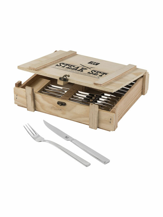 Zwilling J.A. Henckels Steak Cutlery Σετ Μαχαιροπίρουνα Ασημί 12τμχ