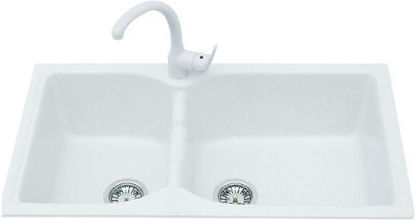 Crown R-92 Wirtschaftlich 6892 Drop-In Küchenspüle aus Flüssigem Granit M91xB51cm Granit Schwarz