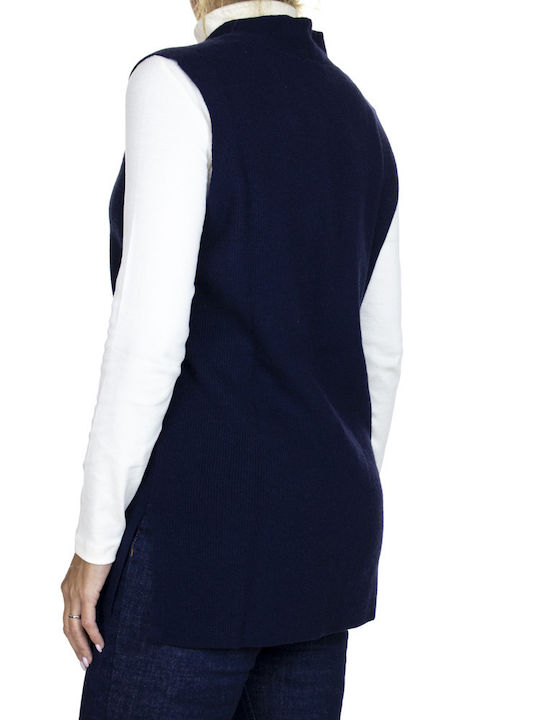 Tom Tailor Damen Ärmellos Pullover mit V-Ausschnitt Marineblau