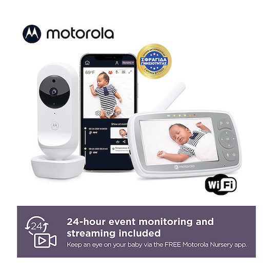 Motorola VM44 Wireless Baby Monitor with Camera & Screen 4.3" , Two-way Communication & Lullabies