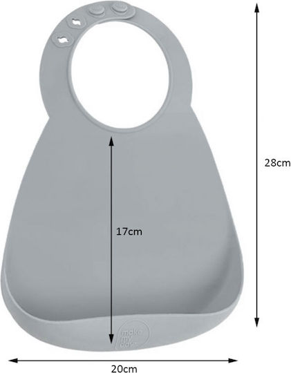 Make my Day Owl Waterproof Bib Silicone with Button & Pocket Pink for 6 m+