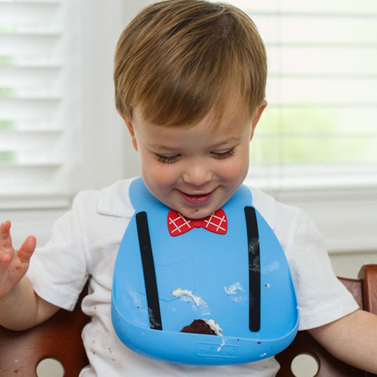 Make my Day Scholar Waterproof Bib Plastic with Button & Pocket Navy Blue for 6 m+