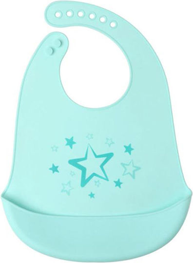 Kiokids Αδιάβροχη Σαλιάρα Σιλικόνης με Κουμπί Star με Τσέπη Ciel