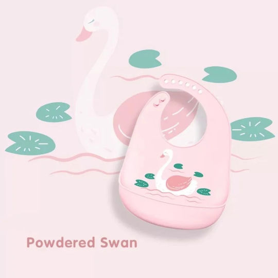 Fiko Schwan Wasserdicht Lätzchen Silikon mit Taste & Tasche Rosa für 6 m+