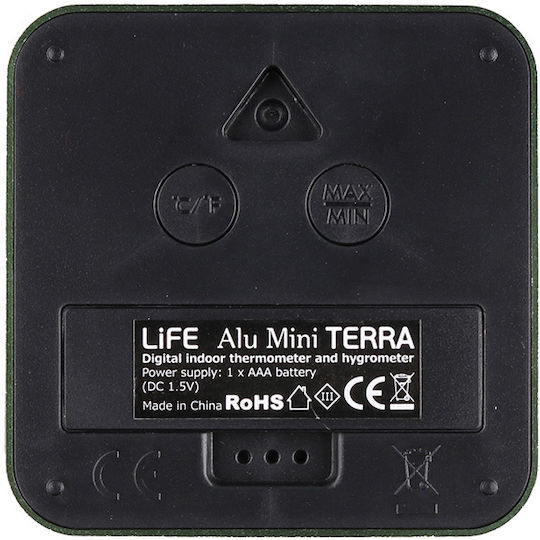 Life Alu Mini Indoor Thermometer & Hygrometer Tabletop / Wall Mounted Terra
