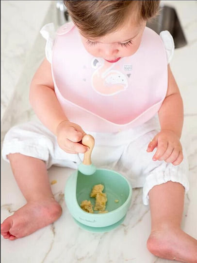 Saro Flamingo Wasserdicht Lätzchen Silikon mit Taste & Tasche Rosa für 6 m+