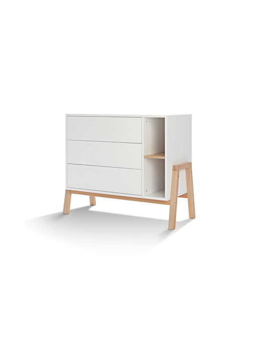 Nord Baby Dresser with 3 Drawers White 110x50x91cm