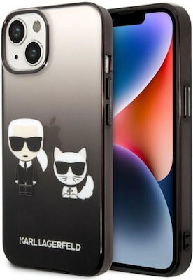 Karl Lagerfeld Gradient Ikonik Karl & Choupette Задна корица Пластмаса Black (iPhone 14 Плюс) KLHCP14MTGKCK