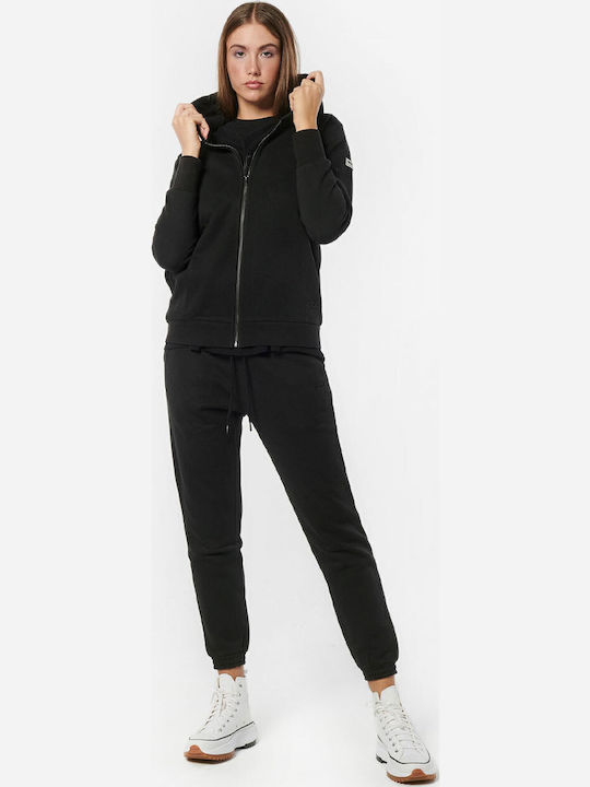 Women's Sweatshirt Jacket Hooded Black