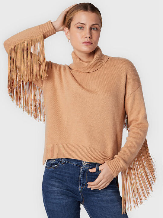 Women's Blouse Long Sleeve Turtleneck Beige