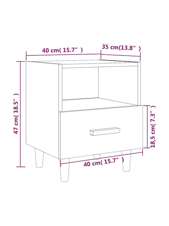 Nachttische Smoky Oak 2Stück 40x35x47cm