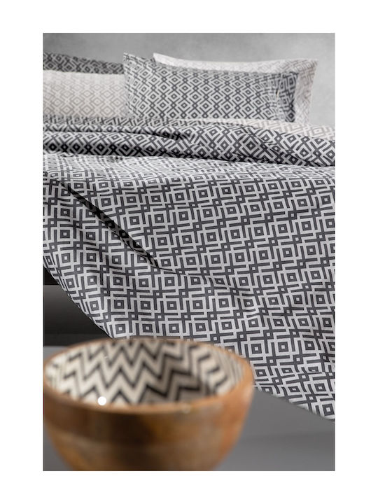 Guy Laroche Duvet Cover Set Cotton Single with Pillowcase 165x225 Elements Charcoal