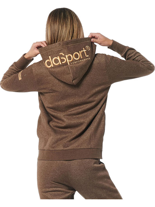 Women's Sweatshirt Jacket Hooded Brown