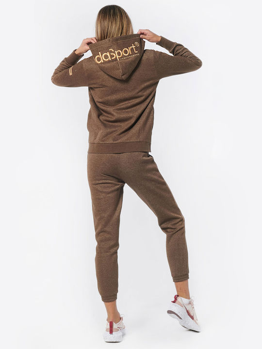 Women's Sweatshirt Jacket Hooded Brown