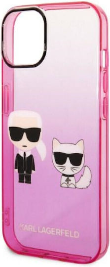 Karl Lagerfeld Ikonik Karl & Choupette Back Cover Πλαστικό Pink Gradient (iPhone 14 Plus)